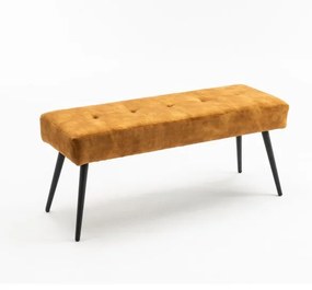 Bancheta tapitata design modern Boutique 100cm, galben mustar