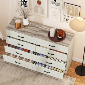 HOMCOM Comodă cu 8 Sertare pentru Dormitor, Modernă, cu Mânere, Spațioasă pentru Sufragerie, Cameră și Hol, 140x40x86 cm, Nuc și Gri Deschis | Aosom Romania