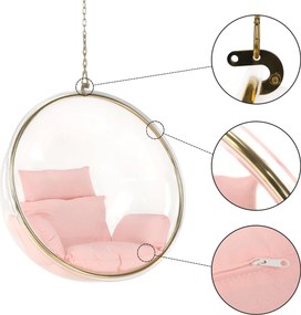 Scaun suspendat, transparent/ auriu/ roz, BUBBLE NEW TIP 1
