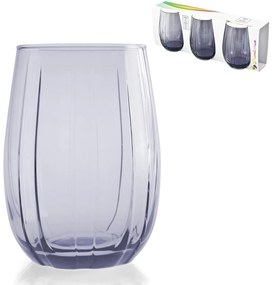 Set 3 pahare Linka, 380 ml, mov transparent