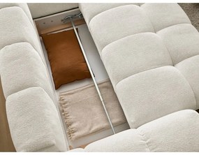 Colțar alb extensibil/cu spațiu de depozitare cu tapițerie din chenille (cu colț pe partea dreaptă/în formă de ”L”) Everest – Bobochic Paris