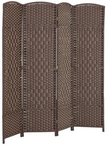 HOMCOM Paravent interior din lemn 4 panouri separator de cameră pliabil pentru sufragerie dormitor 180 x 180 cm maro | Aosom Romania