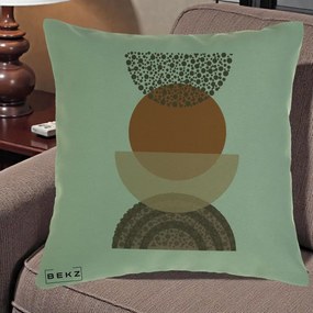 Perna Decorativa Boho Stiva Forme Punctate Terracotta, 40x40 cm, Verde, Husa Detasabila, Perna Inclusa, BEKZ®