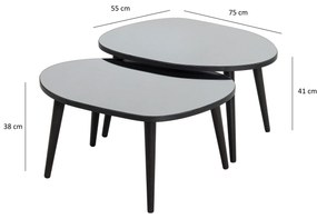 Set 2 buc măsuțe de cafea Gustavo (Negru + Gri). 1088420
