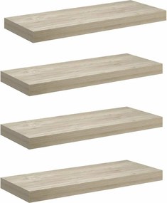 vidaXL Rafturi de perete suspendate, 4 buc., stejar 60x23,5x3,8 cm MDF