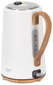 Fierbător electric Adler AD 1352, 2200W, 1,7 l, STRIX, bază rotativă, oprire automată, alb