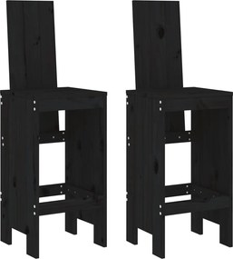 vidaXL Scaune de bar, 2 buc., negru, 40x42x120 cm, lemn masiv de pin