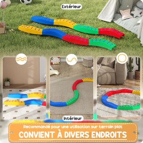 AIYAPLAY Poutre d'équilibre pentru copii 8 pietre de pas ondulées cu suprafață exturată antidrapantă și tapis de fond | Aosom Romania