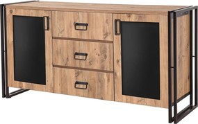 Comoda Arcas Tonya, pin atlantic/negru, PAL melaminat, 160x45x80 cm