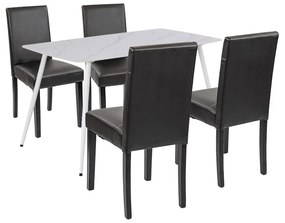 Set de masă Megan 4+1 alb-negru