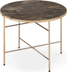 Masuta Isabelle, negru cu efect de marmura/bej, sticla/otel, 60x60x45