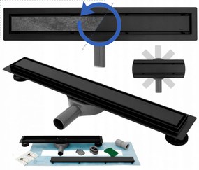 Set rigola pentru dus cu capac Neo Slim Pure Negru - 90 cm