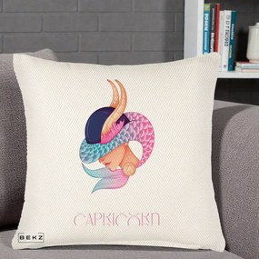Perna Personalizata Zodiac Capricorn Cowgirl, 40x40 cm, Crem Reliefat, Husa Detasabila, Perna Inclusa, BEKZ®