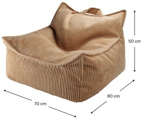 Fotoliu puf pentru copii maro cu tapițerie din catifea reiată Chair – Wigiwama