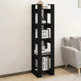 813873 vidaXL Bibliotecă/Separator cameră negru 41x35x160 cm lemn masiv pin