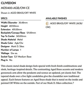Aplica de perete clasica LUX, Metal, Alama Antic, CLIVEDON