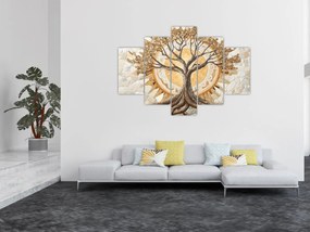 Tablou – Arborele vieții auriu în mozaic (150x105 cm)