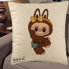 Perna Personalizata Kabuda Maro cu Funda Aurie, 40x40 cm, Bej, Husa Detasabila, Perna Inclusa, BEKZ®