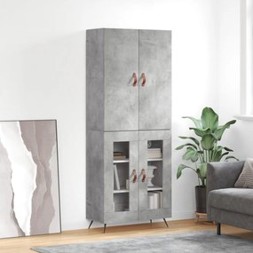 vidaXL Dulap înalt, gri beton, 69,5x34x180, lemn compozit