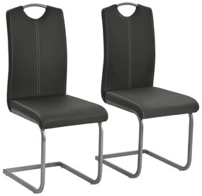 vidaXL Scaune de bucătărie consolă, 2 buc., gri, piele ecologică