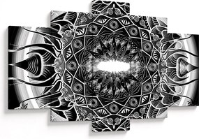 Tablou cu ornamente alb negre (150x105 cm)