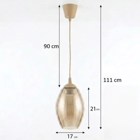 Brilagi - Lustră LED suspendată pe cablu R GLASS 1xE27/60W/230V Ø 17 cm bej/bej fumuriu