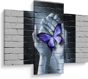 Tablou - Fluture violet pe perete (90x60 cm)