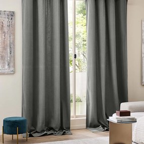 Draperie gri antracit termoizolantă din catifea reiată 140x260 cm Madison – douceur d'intérieur