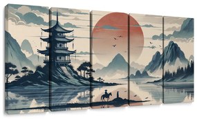 Tablou 5-piese seară liniștită în Japonia