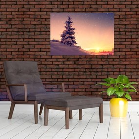 Tablou cu copac înzăpezit pe luncă (90x60 cm)