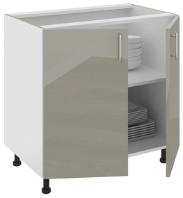 Corp Baza Karo, 2 Usi, Gri Lucios/Alb, MDF, 80 x 50 x 80 cm