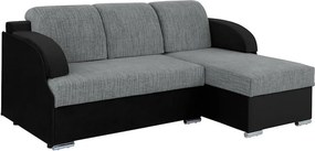 Coltar extensibil MERIN, universal, stofa catifelata negru/gri, cu lad