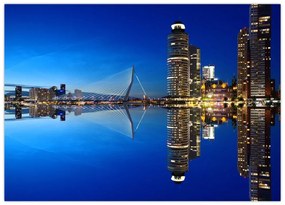 Tablou pe sticlă - Rotterdam nocturn (70x50 cm)