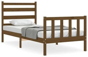 3192004 vidaXL Cadru de pat cu tăblie, maro miere, 90x190 cm, lemn masiv