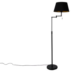 Lampă de podea inteligentă neagră cu abajur negru inclusiv Wifi A60 - Ladas Deluxe
