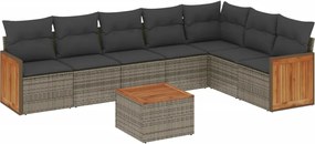 vidaXL Set canapele de grădină cu perne, 8 piese, gri, poliratan