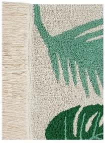 Covor pentru copii verde/crem lavabil/țesut manual din bumbac 140x200 cm Tropical Green – Lorena Canals