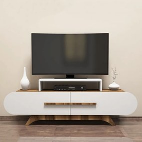 Comoda TV cu Spatiu Pentru Receiver Rose - Walnut, White 145 X 49.8 X 36.8