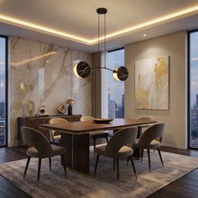 Lustră pe cablu MOTIF 2xE27/15W/230V negru/auriu