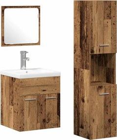 vidaXL Set de mobilier pentru baie 4 pcs Lemn vechi Lemn compozit
