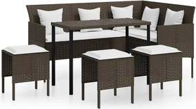 vidaXL Set canapele de grădină forma L cu perne 5 piese maro poliratan