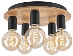Plafonieră DUSTY 5xE27/15W/230V d. 34 cm stejar/negru