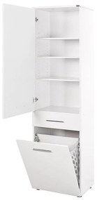 Dulap Baie cu cos de rufe Adore Diamond, usa reversibila, sertar, Alb Lucios, 52 x 38 x 187 cm