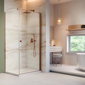 Cabina de dus dreptunghiulara cu usa batanta Radaway Nes KDJ I 100x80 cm finisaj cupru periat-transparent dreapta