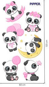 PIPPER. Autocolant de perete „Pandas - o fată” Material: Autocolant textil