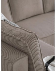 Colțar bej extensibil cu tapițerie din catifea reiată (cu colț pe partea stângă /în formă de "U") Brave Dave – Miuform
