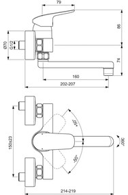 Baterie lavoar cu montaj pe perete Ideal Standard Ceraflex crom lucios