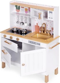 Bucătărie mare din lemn cu dulapuri cu deschidere LED și 7 accesorii