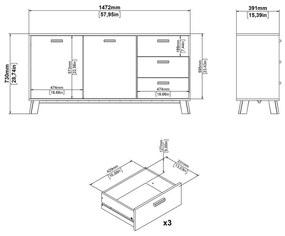 Comodă albă-în culoare naturală cu aspect de lemn de stejar 147x73x39 cm Ikast – Tvilum