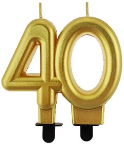 Colorat Gold Lumânare de tort aurie 40, lumânare numerică
